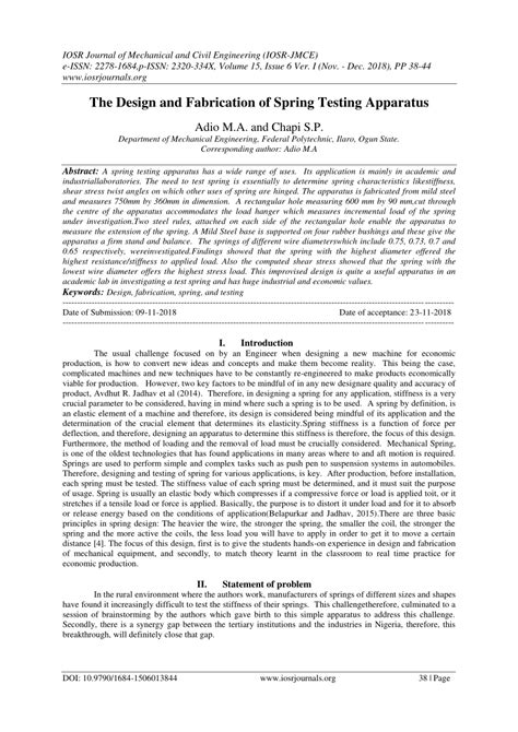 The Design and Fabrication of Spring Testing Apparatus